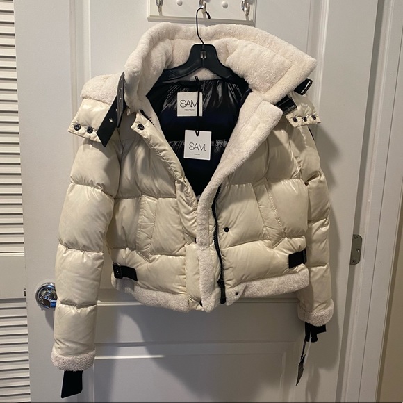 Sam. Ryan Shearling-Trim Puffer Down Jacket - NWT - Picture 6 of 10